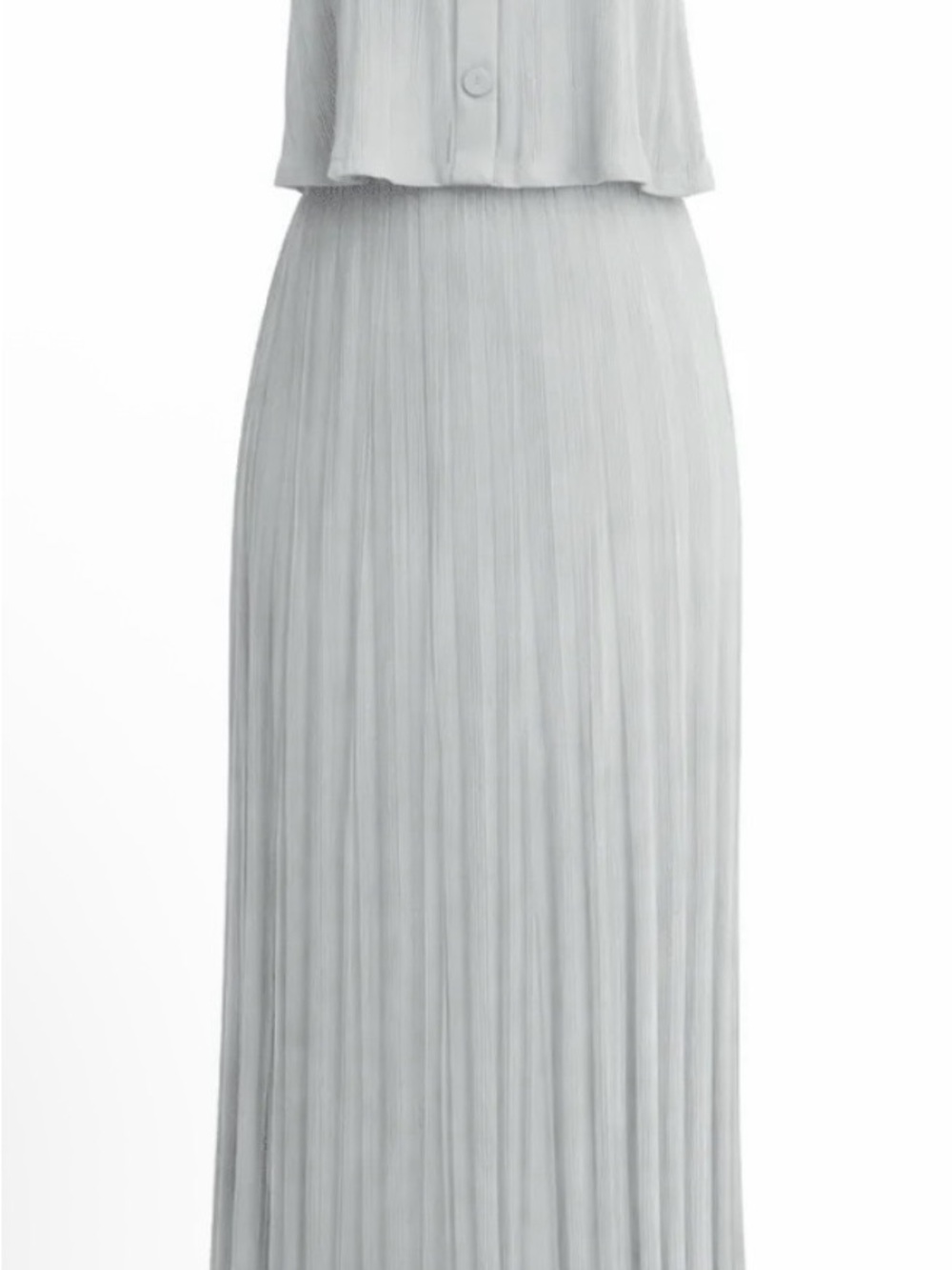 Pleated Maxi Skirt and Top in Light Gray/blue